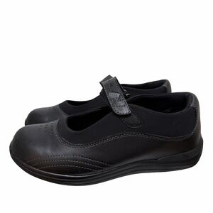 Drew Womens Rose Leather Mary JaneHook & Loop Comfort Shoes Size 6.5 WIDE Black